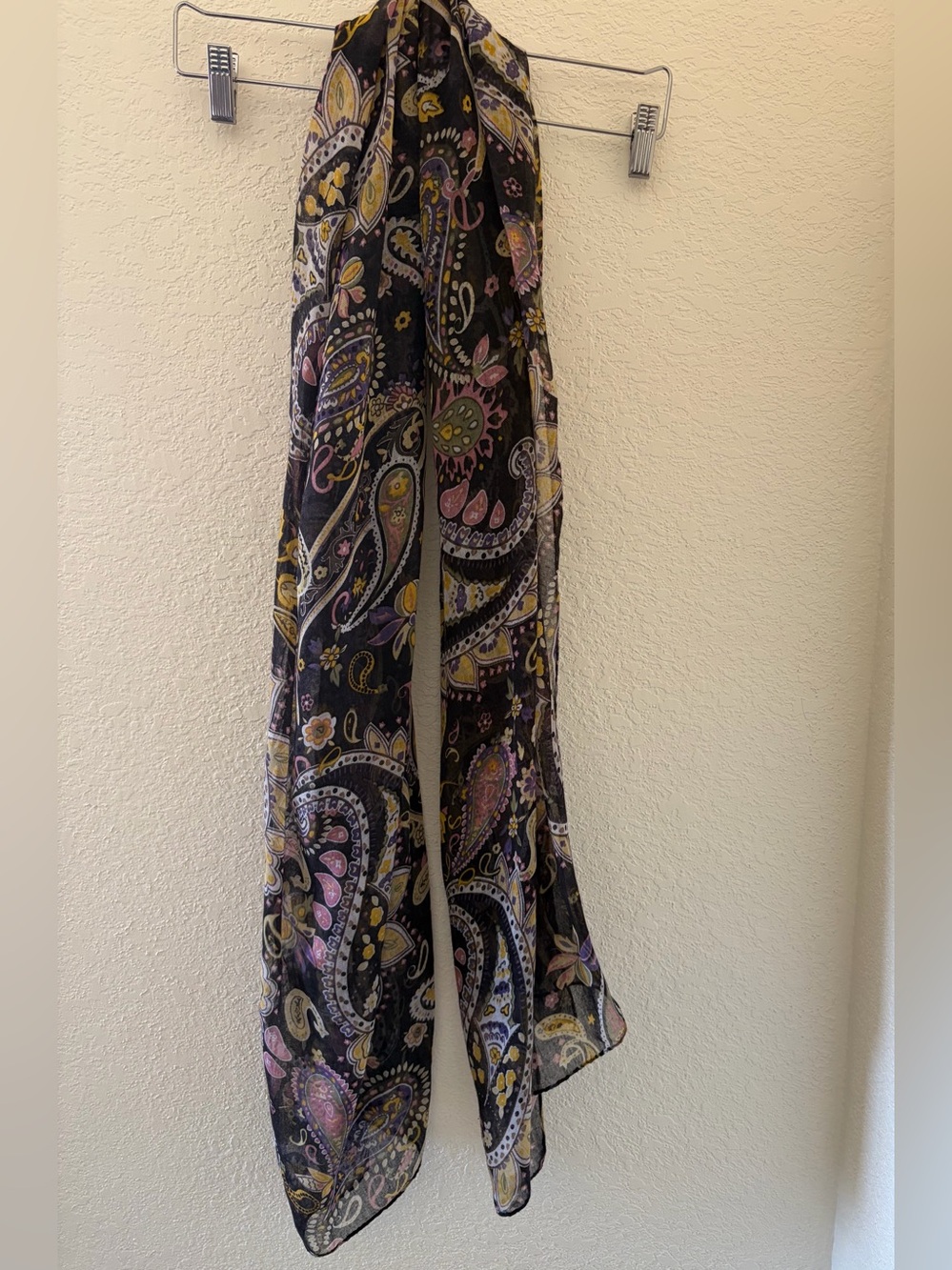 Brown/Pink/ Yellow Paisley Print Scarf